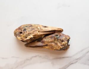 A piece of food that is on top of the table.